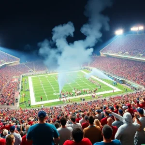 Crowd cheering during a Nebraska vs. Michigan State football game