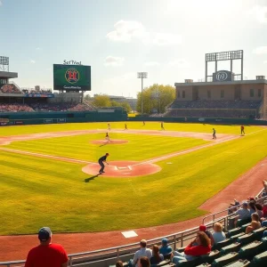 Nebraska Wesleyan baseball team playing on the field