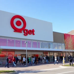 A newly opened Target store in Grand Island with customers shopping.
