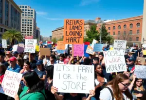Crowd of protesters at No Kings 2.0 in Omaha
