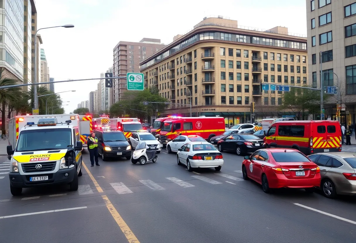 Emergency responders at the scene of a multi-vehicle crash in North Omaha.