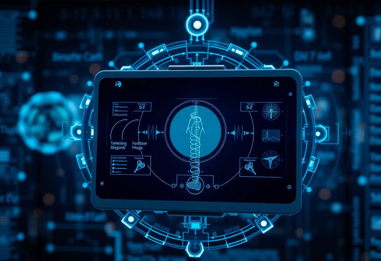 A modern AI-driven diagnostics tool highlighting medical innovation.