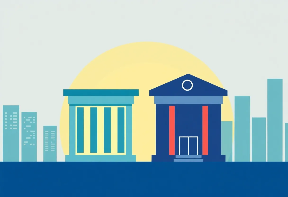 Graphic representation of financial firms merging