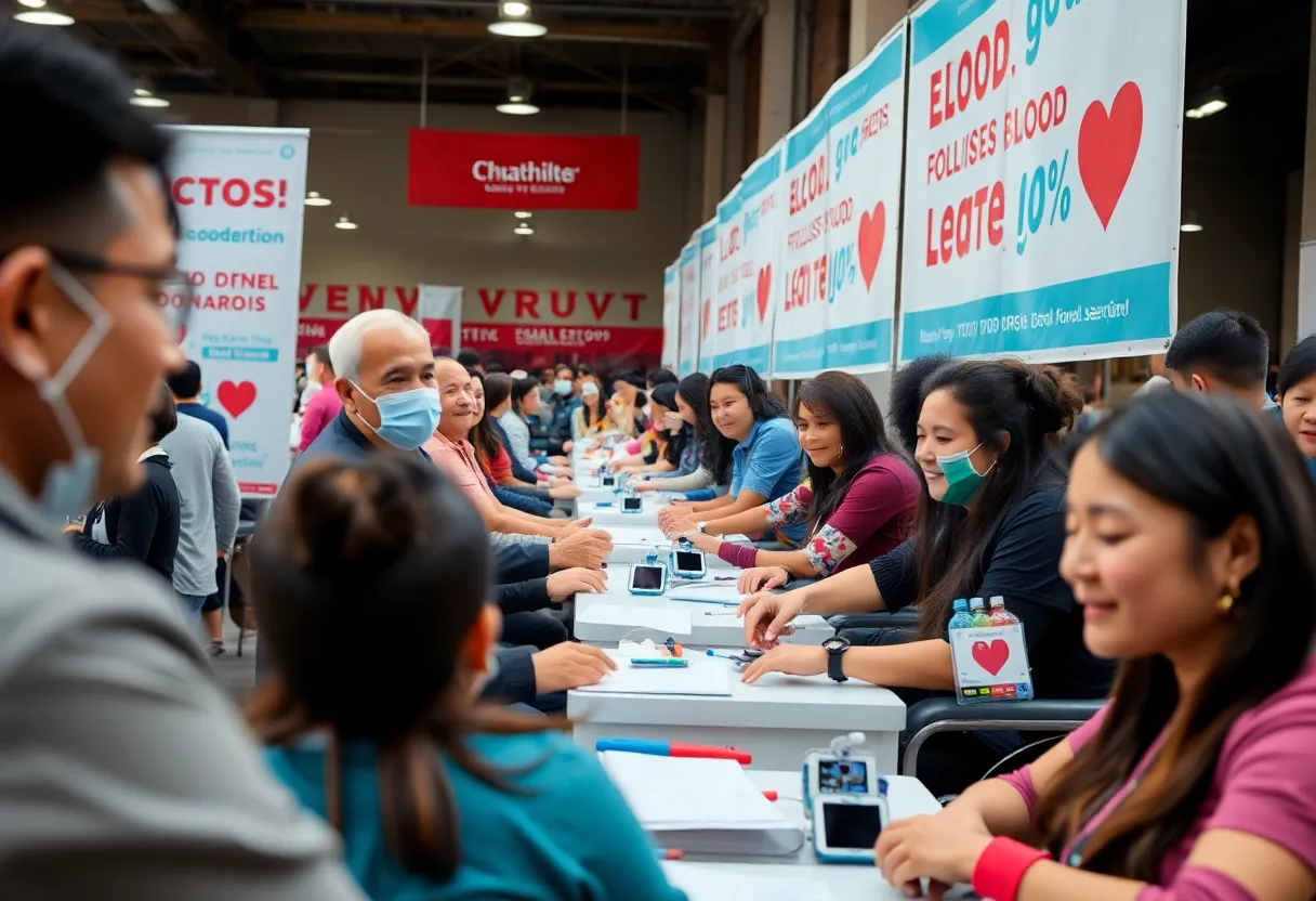 Community members participating in the Omaha blood donation campaign