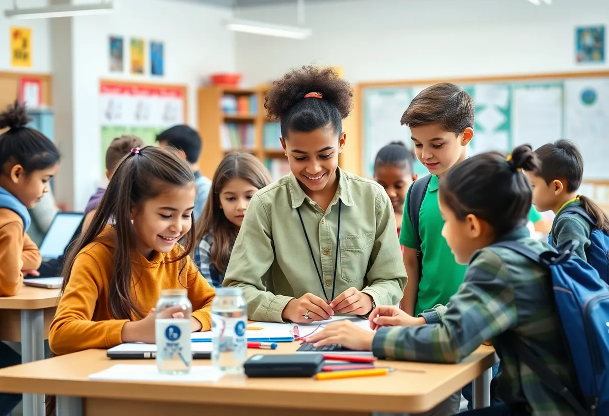 Students celebrating at a Blue Ribbon School in Omaha