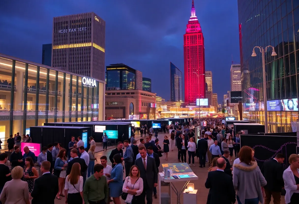 Omaha convention center with attendees networking during business events