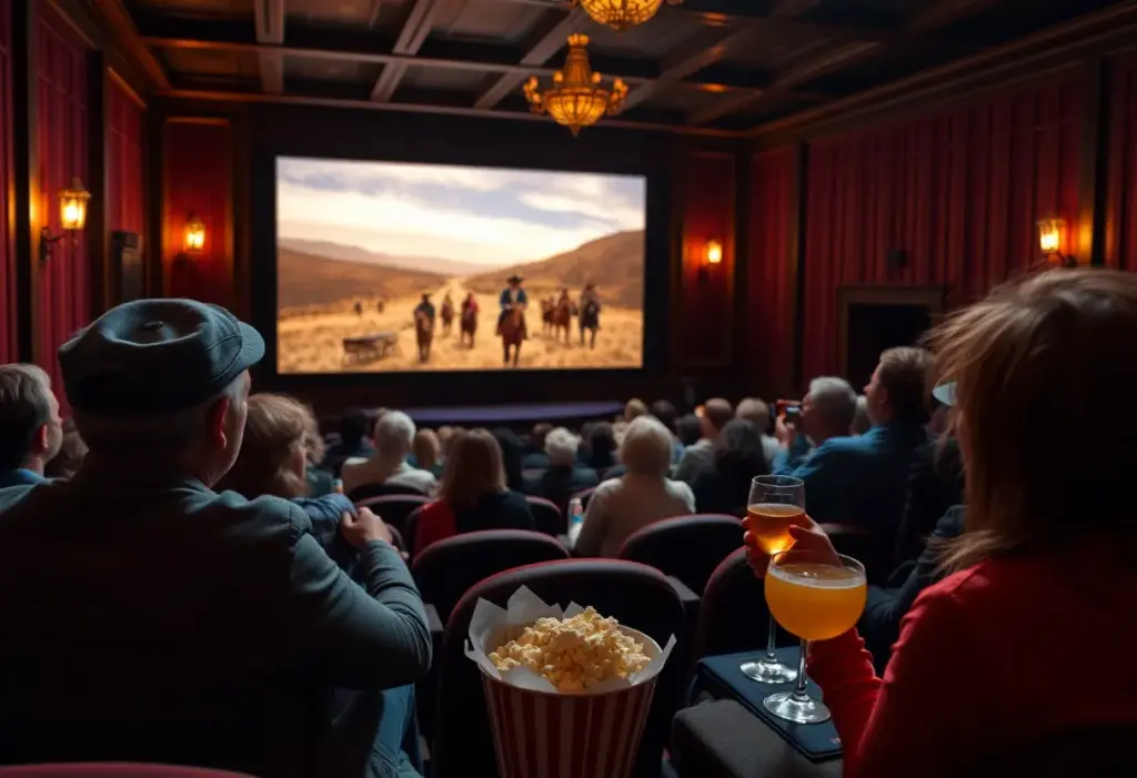 Audience enjoying a classic Western film screening at Omaha Community Playhouse