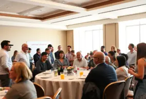 Omaha charity breakfast event for cancer research with attendees