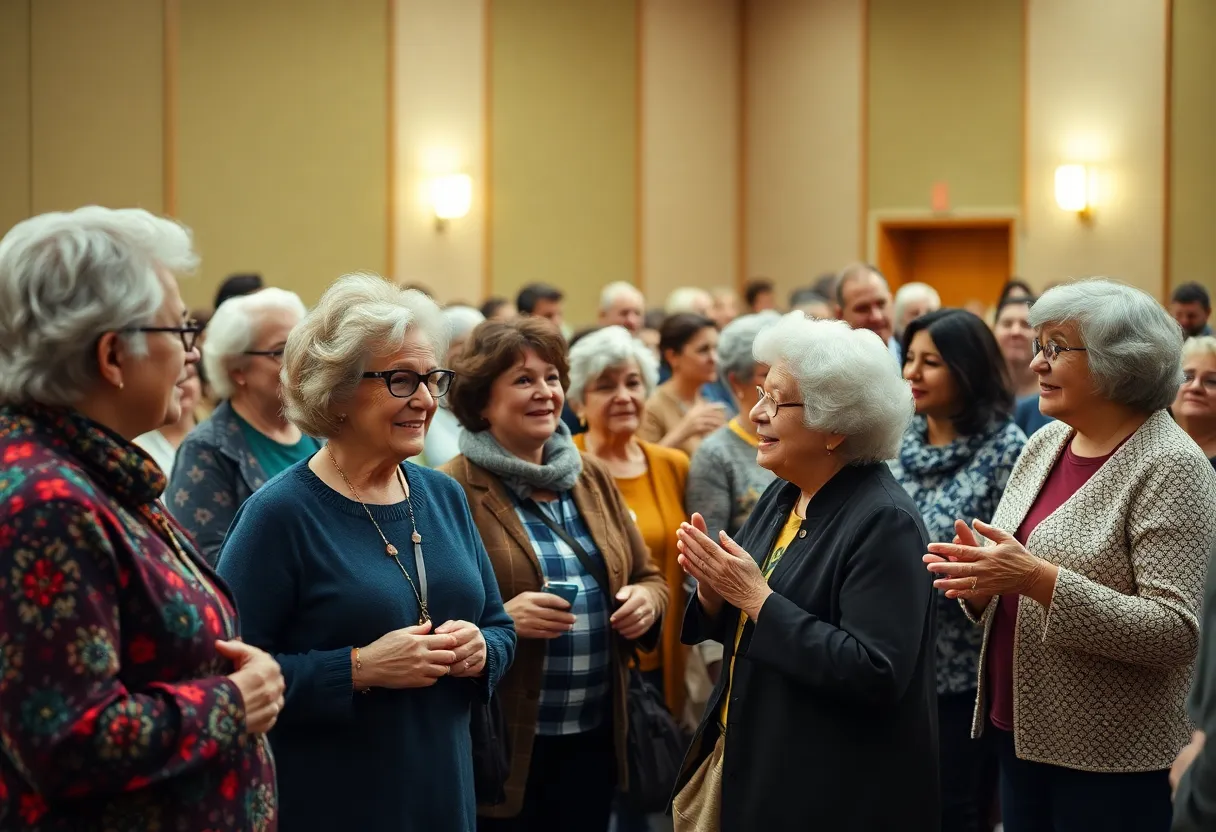 Older adults participating in community event in Omaha, sharing stories and showcasing talents.