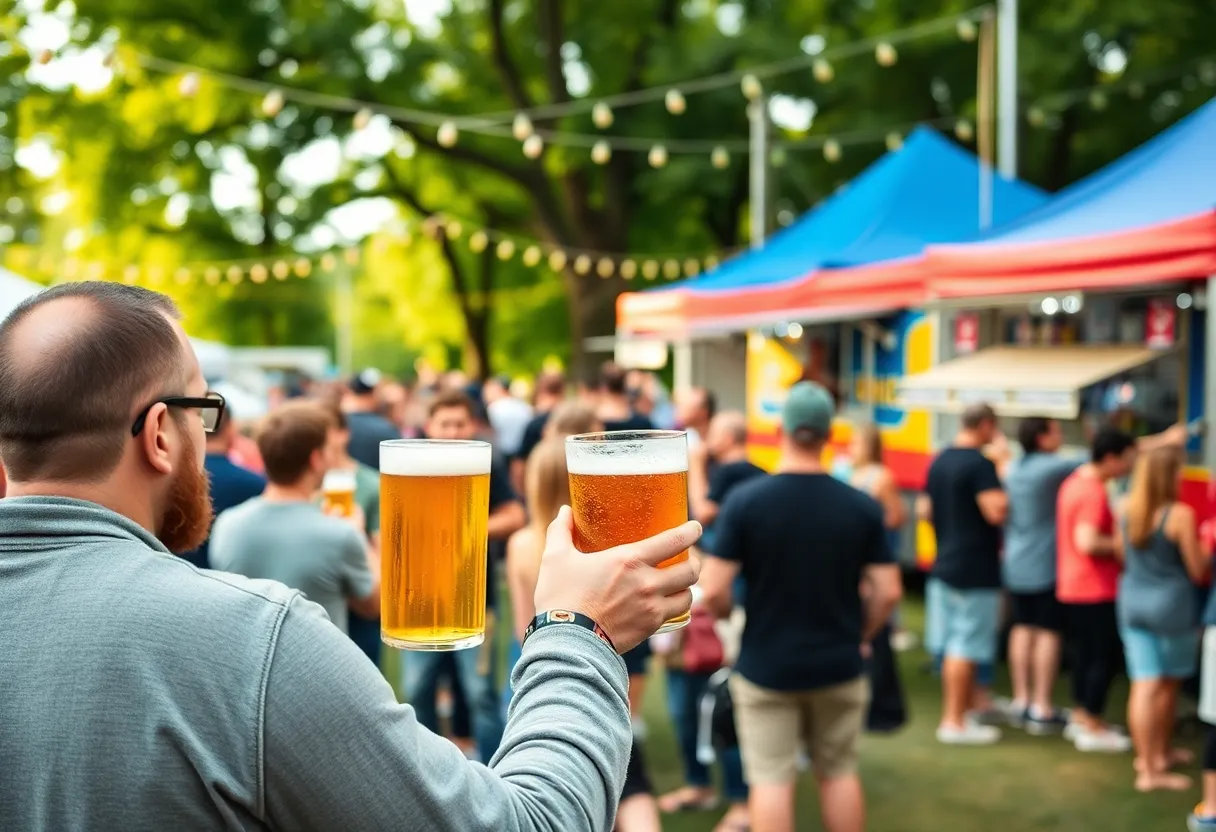 Crowd enjoying beer tastings and live music at Omaha Craft Beer Fest