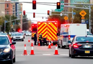 Emergency responders at the scene of a crash in Omaha