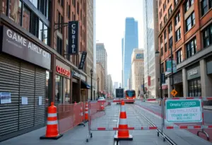 Construction barriers in downtown Omaha impacting retail traffic