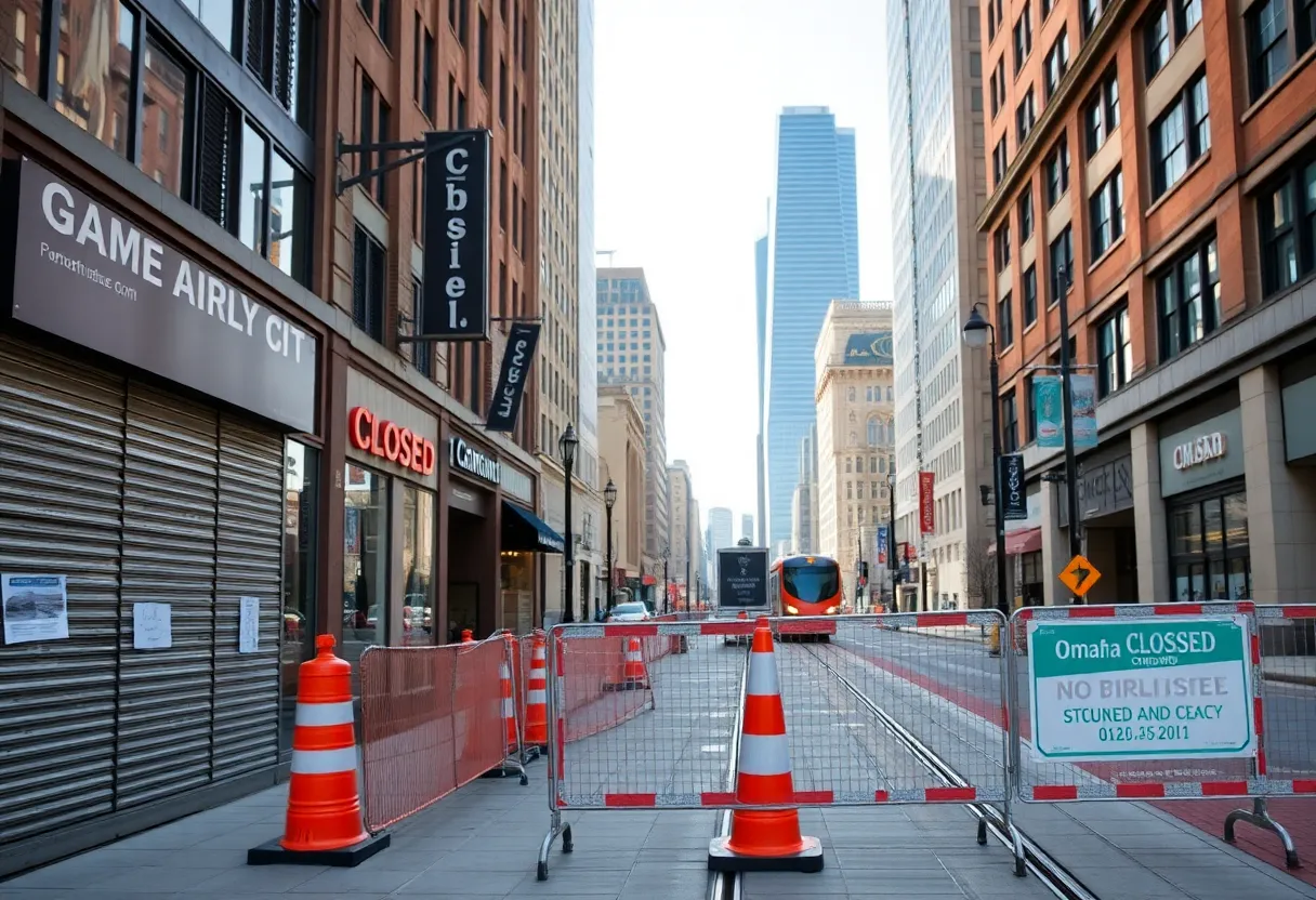 Construction barriers in downtown Omaha impacting retail traffic