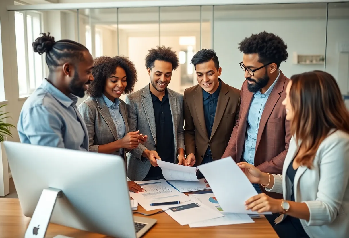 Entrepreneurs in Omaha collaborating on business credit strategies