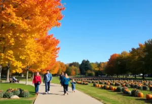 Elmwood Park in Omaha during fall with clear skies