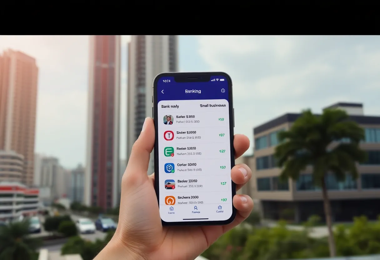 Mobile banking app interface for small businesses from Omaha Bank