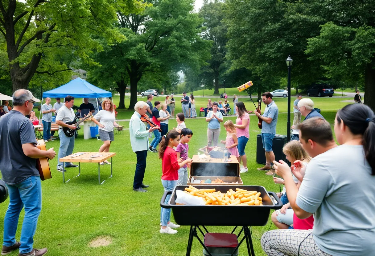 Local community members gathered at a park for a fundraising event in Omaha.