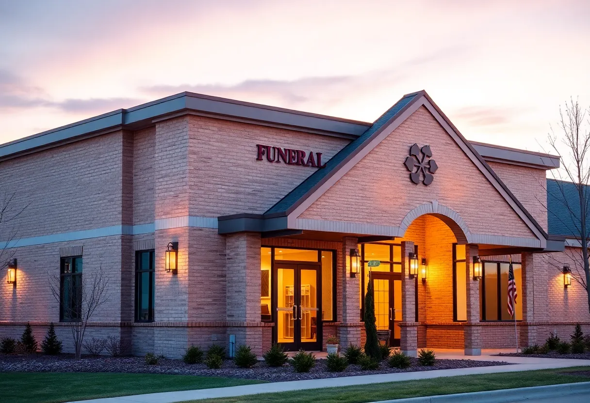 Exterior of the updated funeral home in Omaha