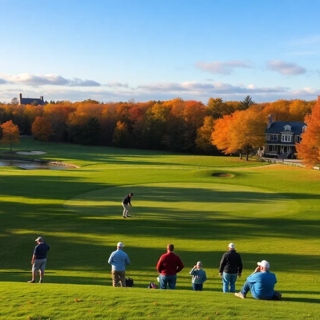 Golfers playing at the Platte River Classic in Omaha, Nebraska