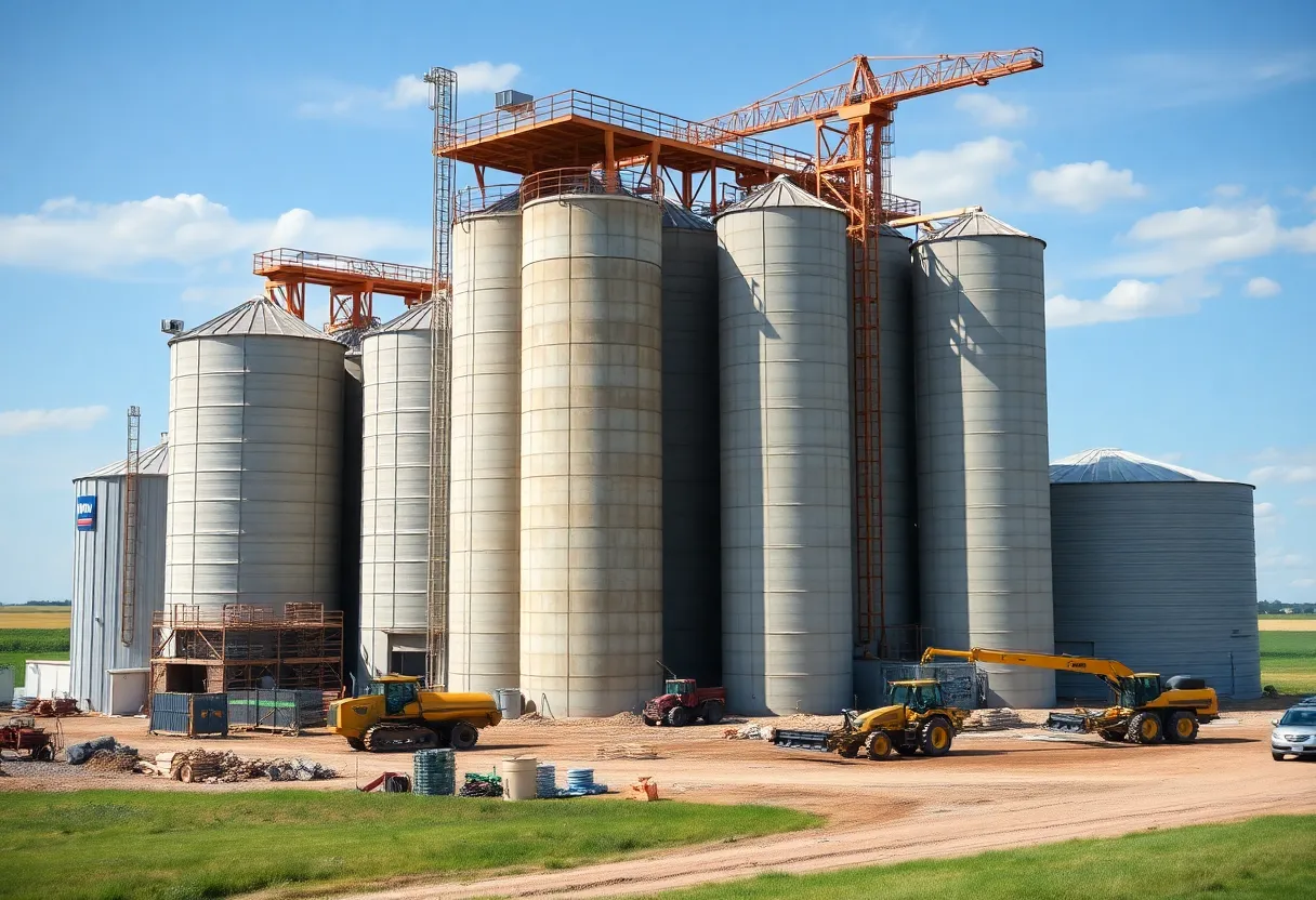Construction of grain elevator expansion in Omaha, Nebraska.