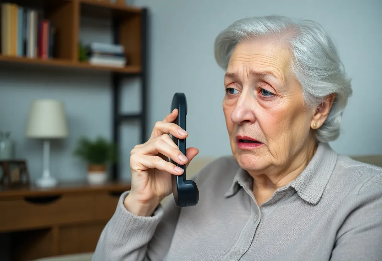 Elderly person distressed by phone scam call