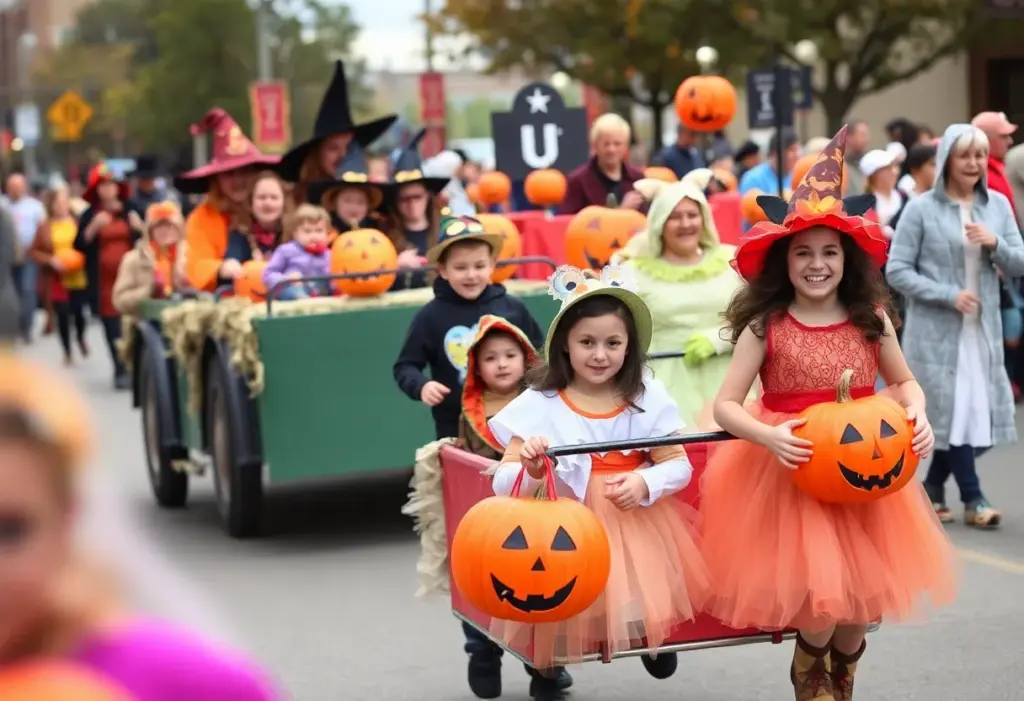 Families participating in the Omaha Halloween parade
