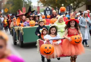 Families participating in the Omaha Halloween parade