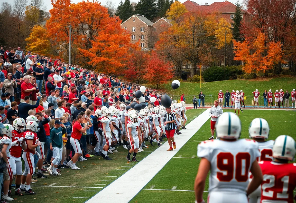 High school football players in action during a game in Omaha