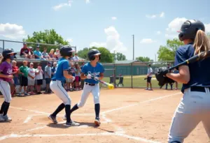 High school softball players in action at Omaha tournament