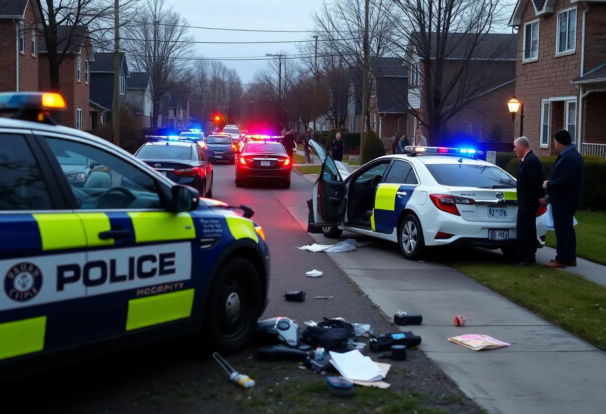 Police cars at the scene of a high-speed chase crash in Omaha's Benson neighborhood.