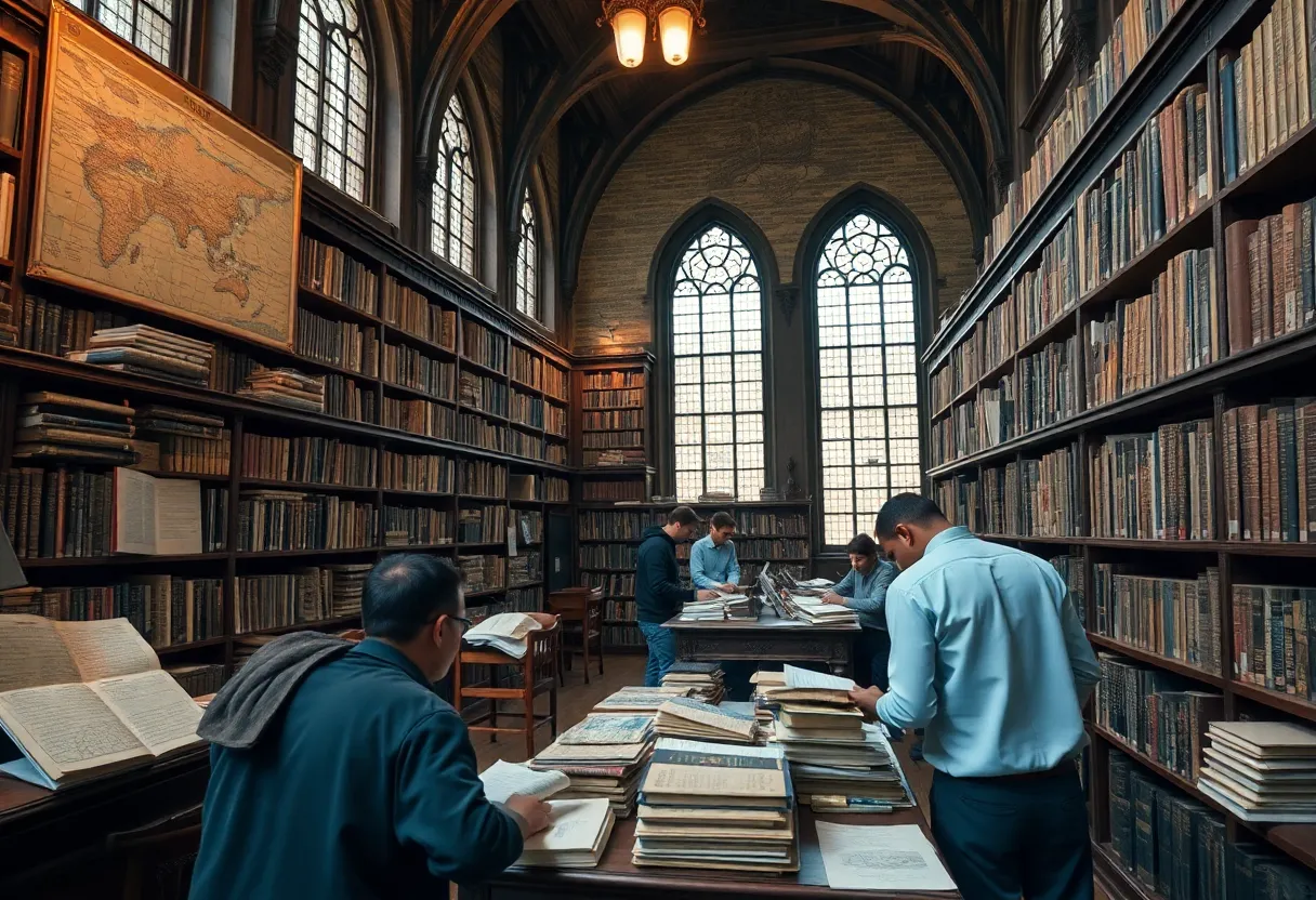 Visitors exploring historical documents at Omaha's Criss Library