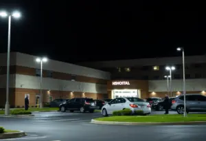 Lighting and security patrols in a hospital parking lot