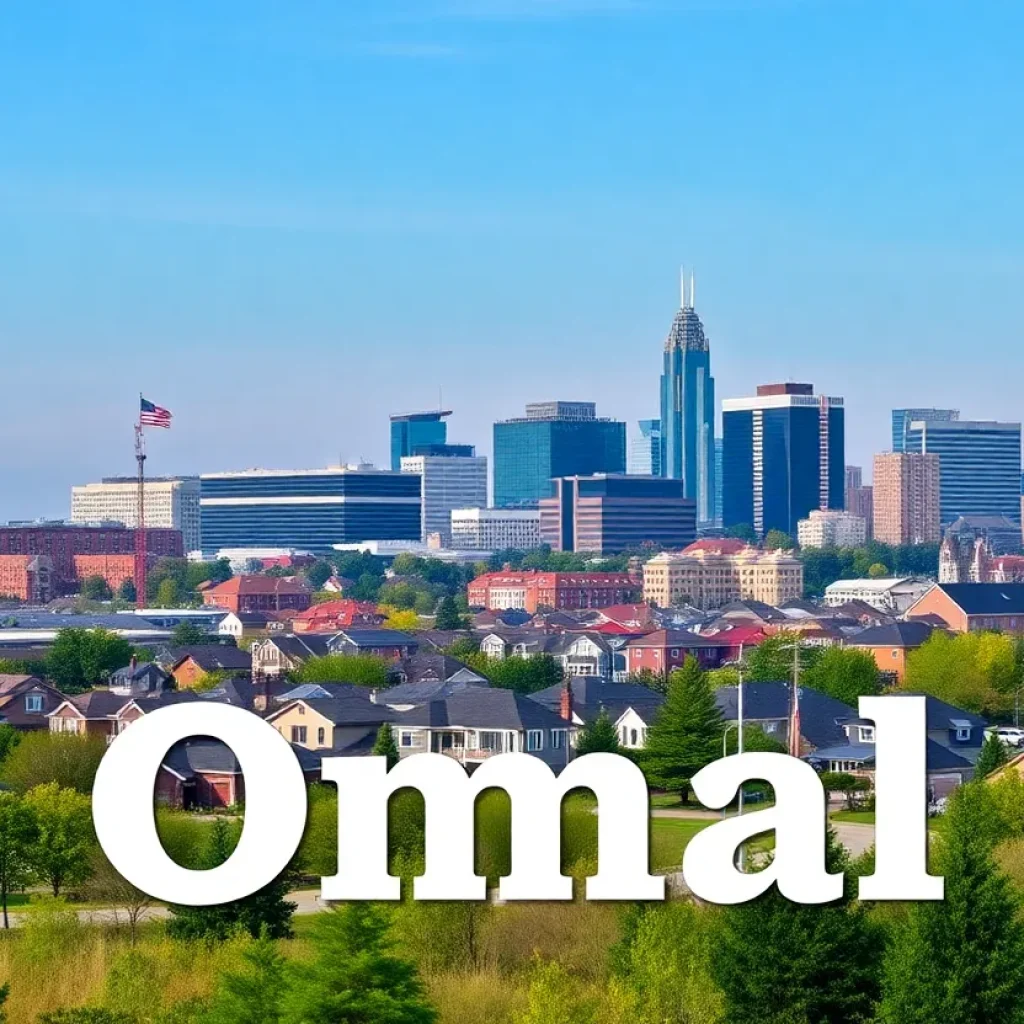A view of Omaha showcasing homes and the city skyline.