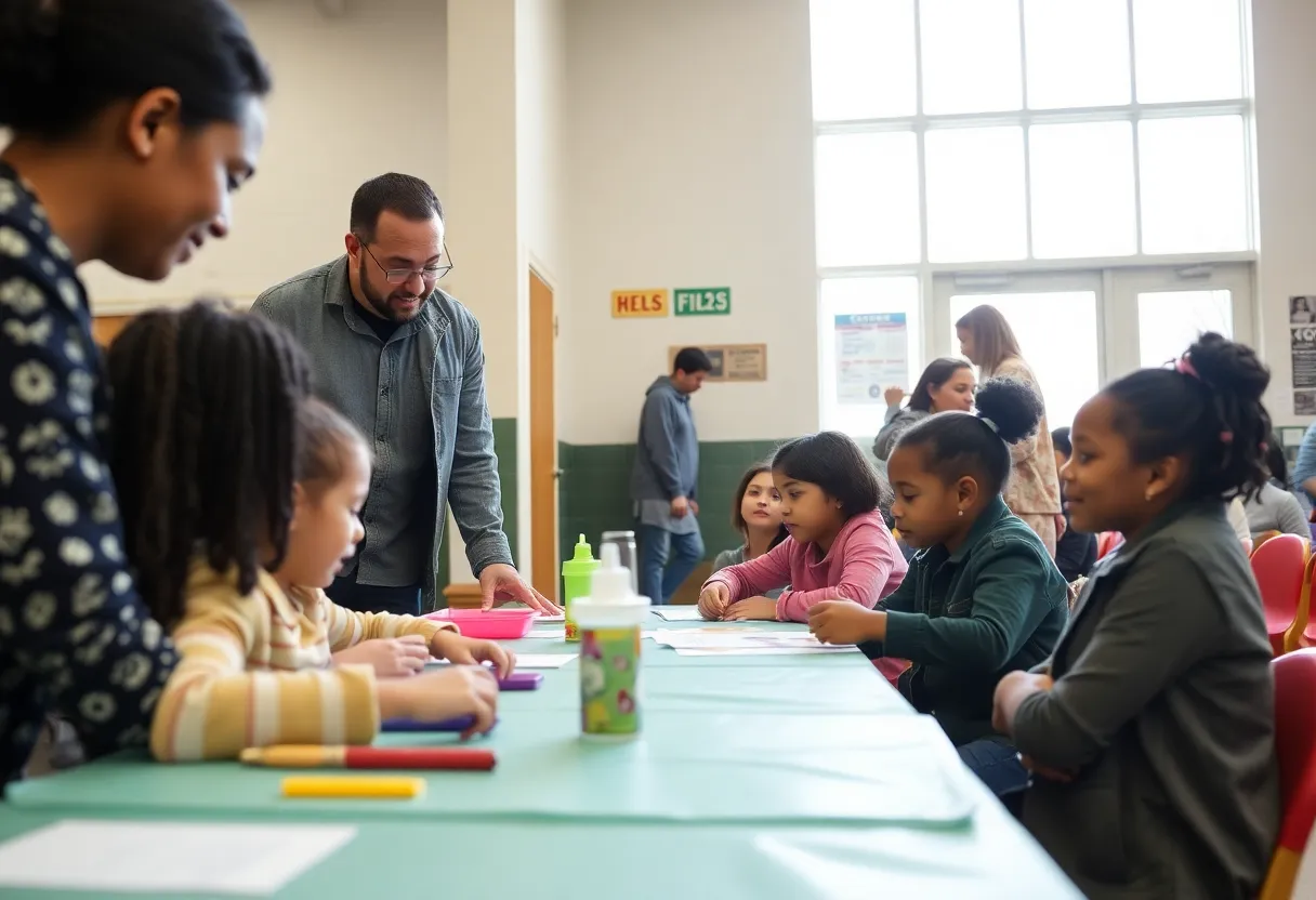 Families participating in afterschool programs at the Lights on Afterschool event