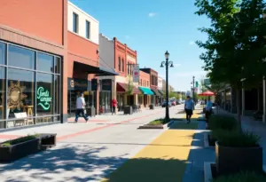 Improved pedestrian pathways and busy local businesses on Omaha's Maple Street