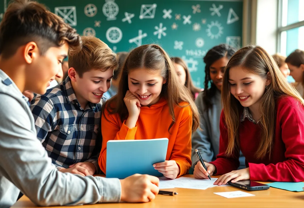 Students competing at the Omaha Math Olympiad