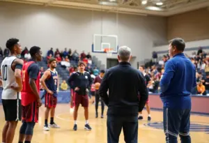 Omaha Mavericks basketball team during exhibition game