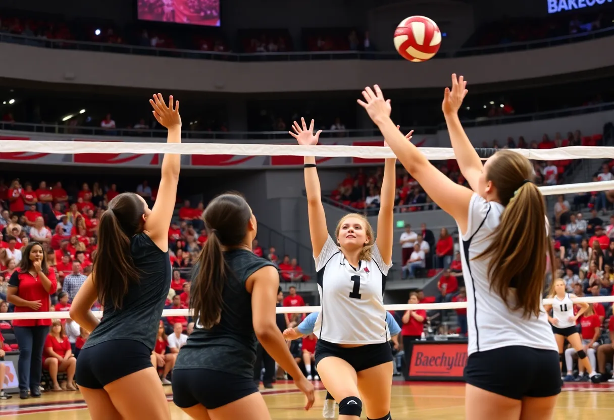 Omaha Mavericks Women's Volleyball Team playing against UNO