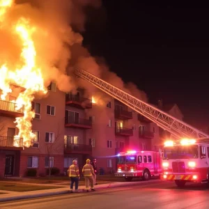 Firefighters responding to a fire in an Omaha Midtown apartment complex