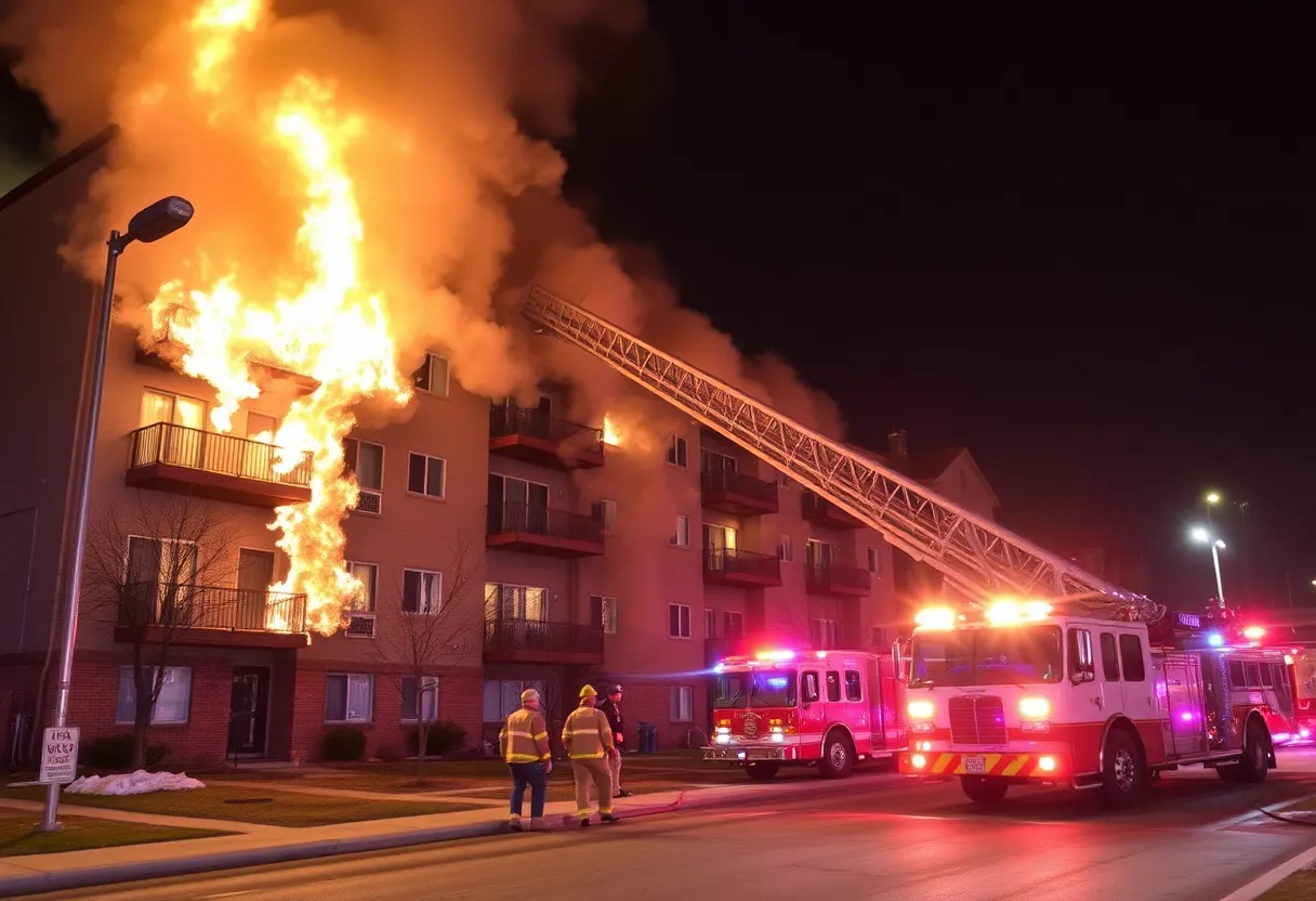Firefighters responding to a fire in an Omaha Midtown apartment complex