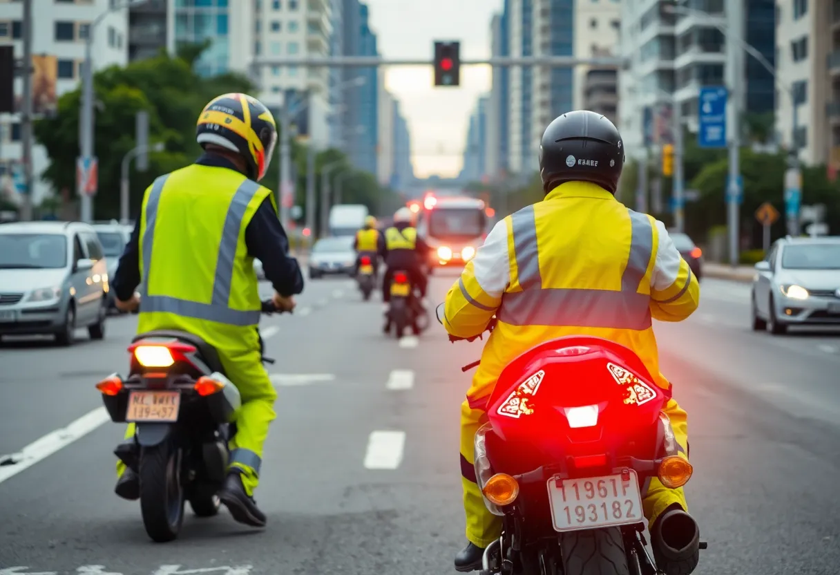 Emergency responders at a motorcycle accident scene in Omaha