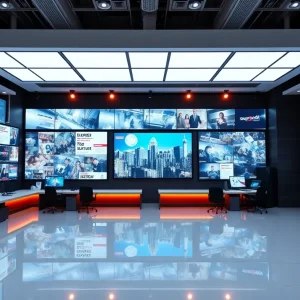 Modern newsroom transitioning to digital content