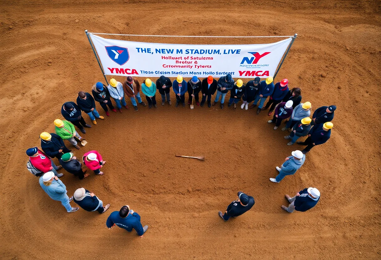 Groundbreaking ceremony at Omaha North High School for new stadium and YMCA.