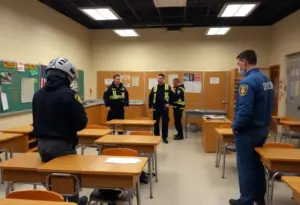 Emergency responders at Omaha Northwest High School following a knife incident