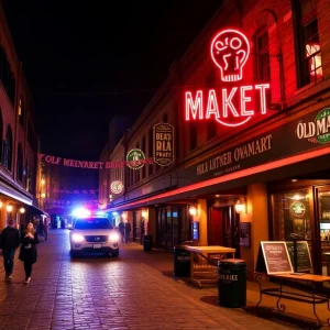 Police responding to a shooting incident in Omaha's Old Market district.