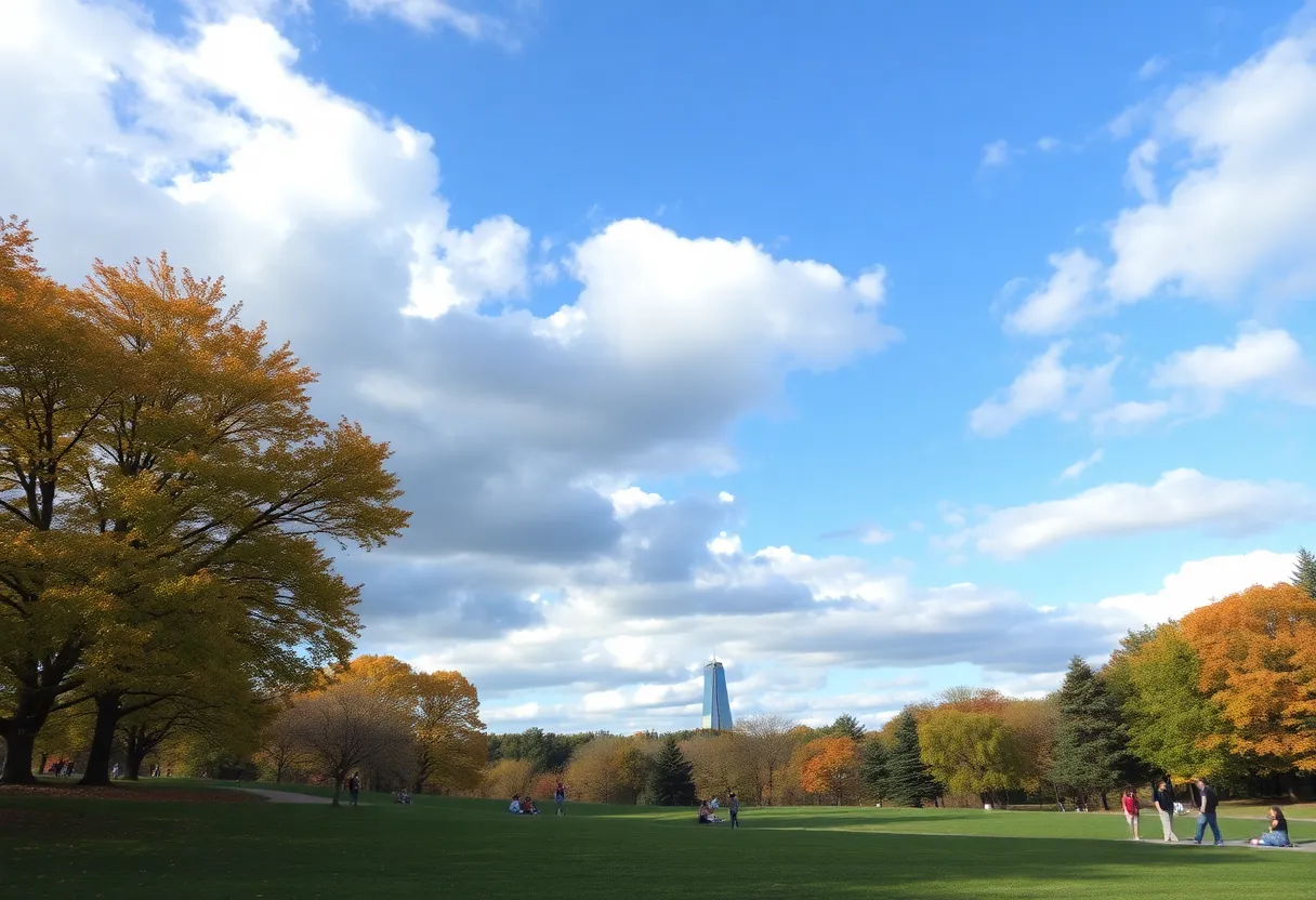 Omaha parks with people engaged in outdoor activities during mild weather