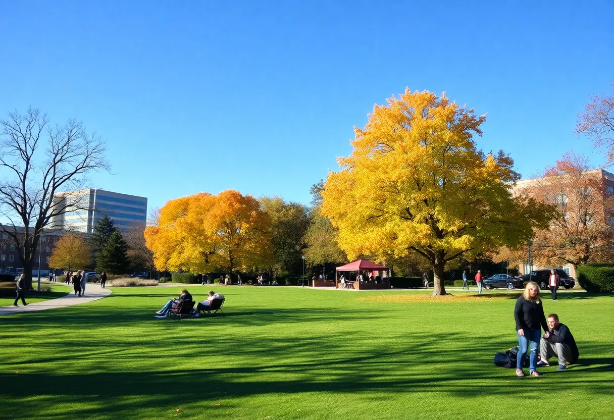 People enjoying outdoor activities in Omaha's parks under clear skies