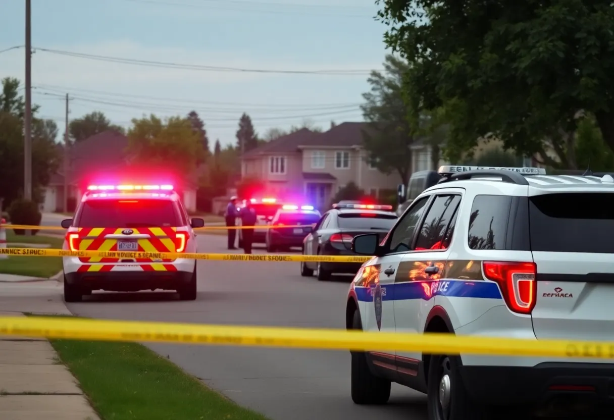 Police cars and officers at the scene of a shooting in Omaha