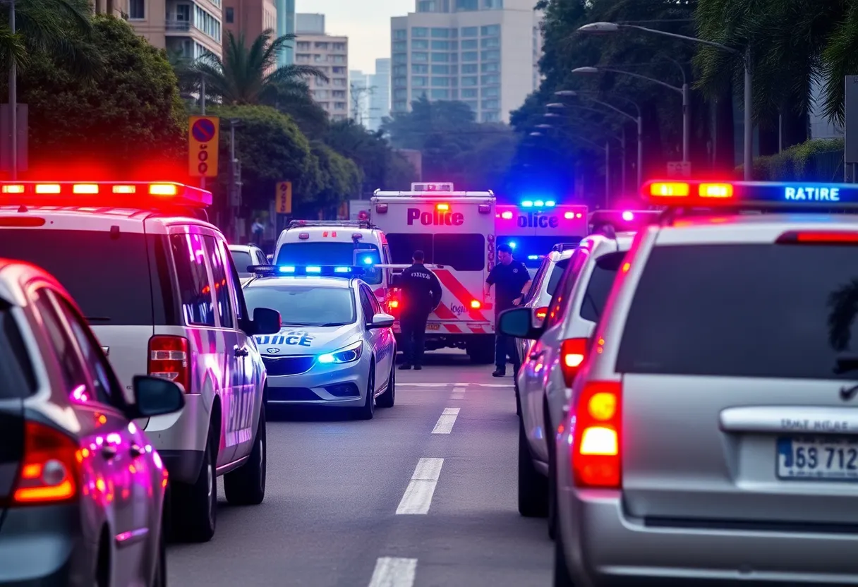 Police vehicles at a crime scene during an investigation in Omaha.