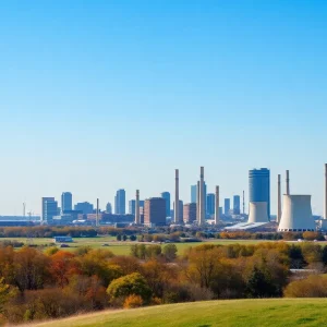 Omaha skyline with coal power plants in the foreground